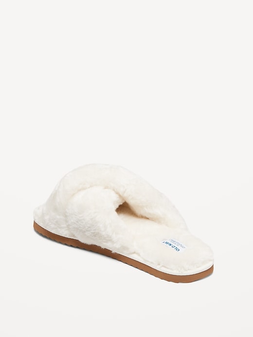 Image number 4 showing, Faux-Fur Cross-Front Slippers