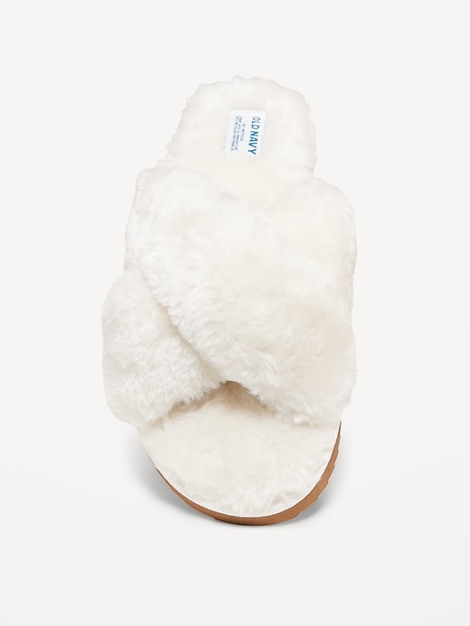 Image number 2 showing, Faux-Fur Cross-Front Slippers