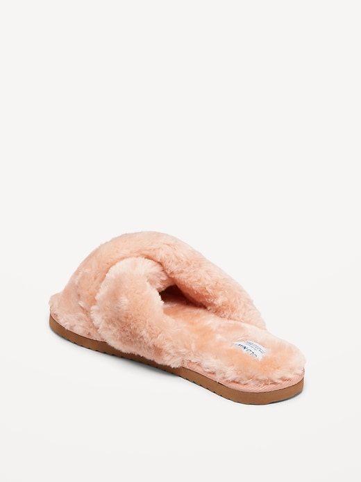 Image number 7 showing, Faux-Fur Cross-Front Slippers