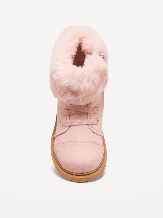 View large product image 2 of 3. Faux-Fur Cuff Lace-Up Boots for Toddler Girls