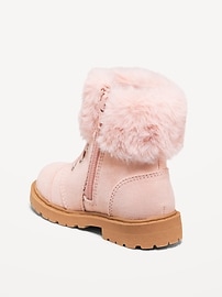 View large product image 3 of 3. Faux-Fur Cuff Lace-Up Boots for Toddler Girls