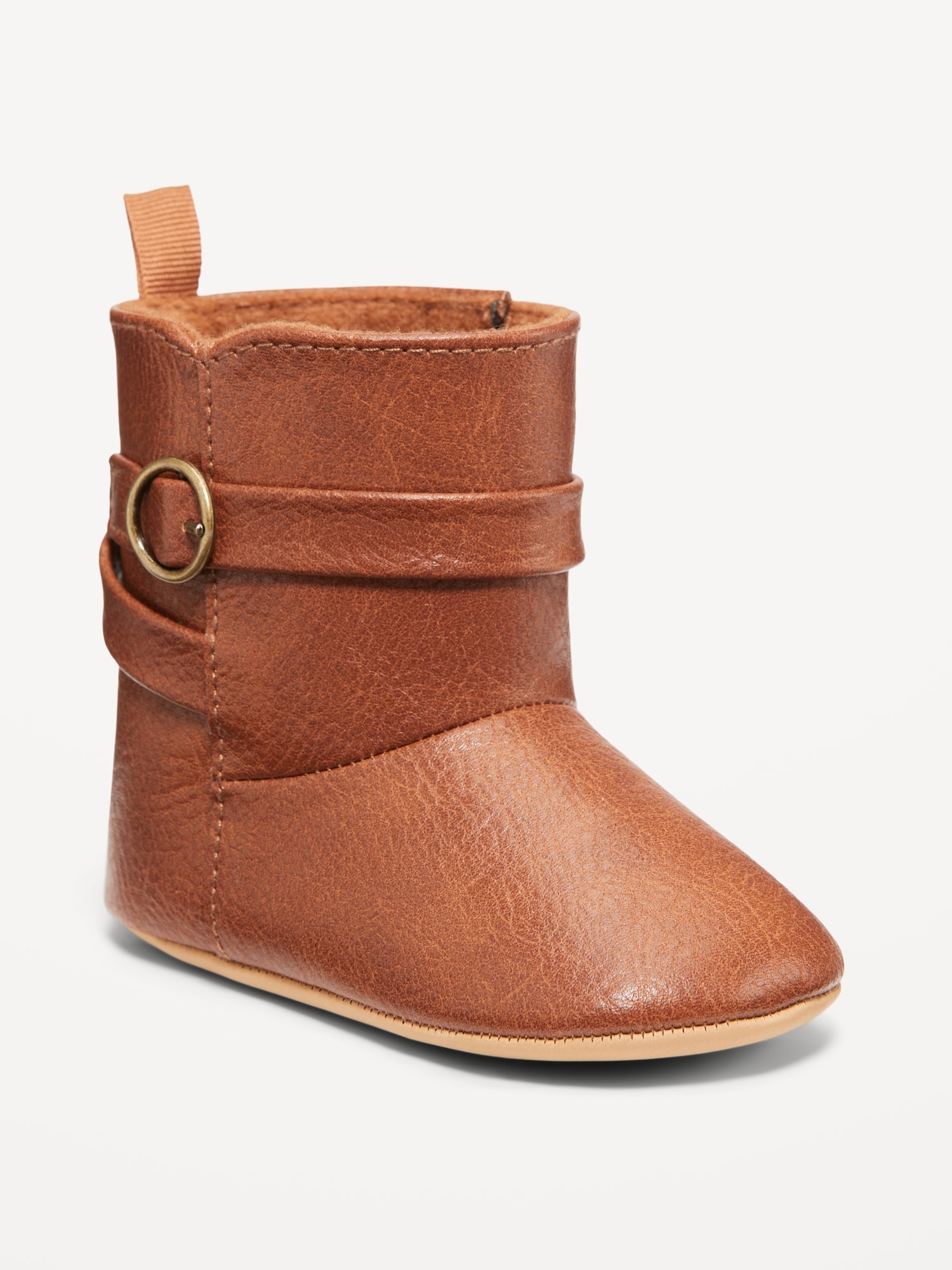 Faux-Leather Tall Buckled Boots for Baby