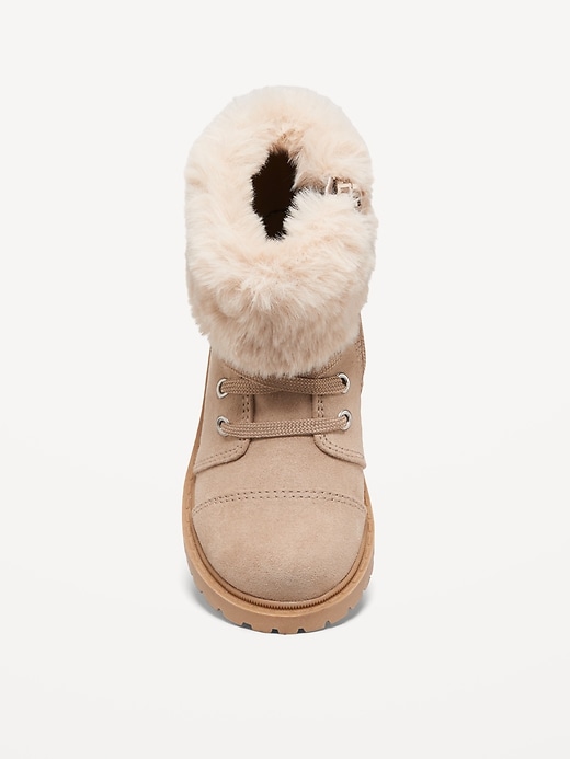 View large product image 2 of 4. Faux-Fur Cuff Lace-Up Boots for Toddler Girls