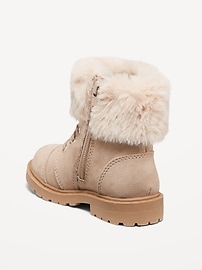 View large product image 3 of 4. Faux-Fur Cuff Lace-Up Boots for Toddler Girls