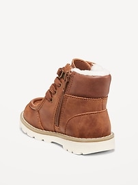 View large product image 3 of 3. Faux-Leather Side-Zip Lace-Up Boots for Toddler Boys