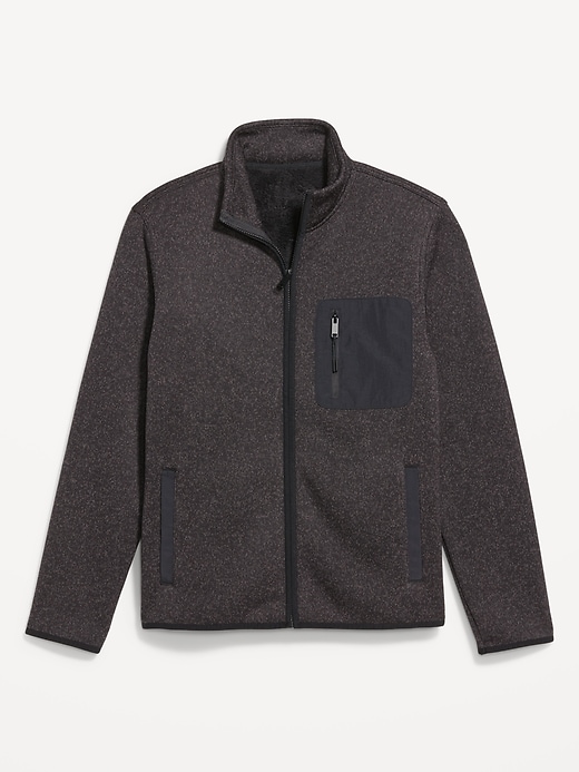 Image number 4 showing, Sherpa-Lined Sweater Fleece Zip Jacket