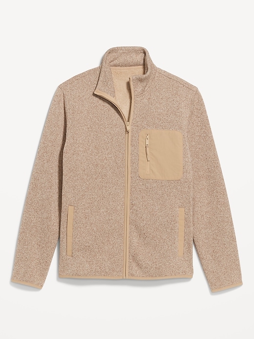 Image number 4 showing, Sherpa-Lined Sweater Fleece Zip Jacket