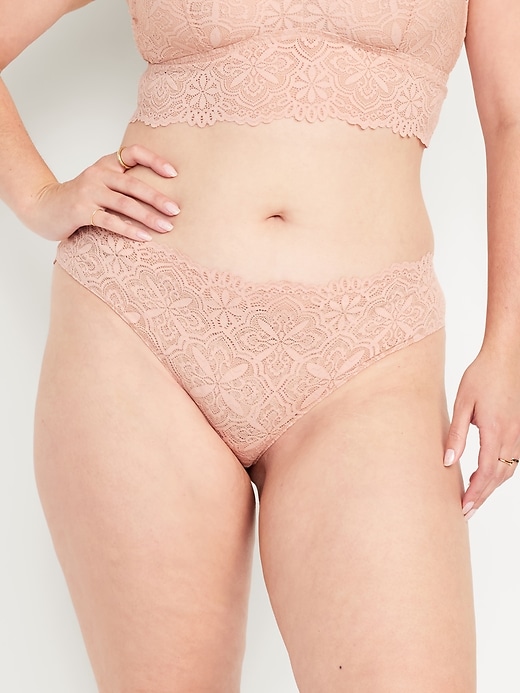 Image number 5 showing, Mid-Rise Lace Bikini Underwear