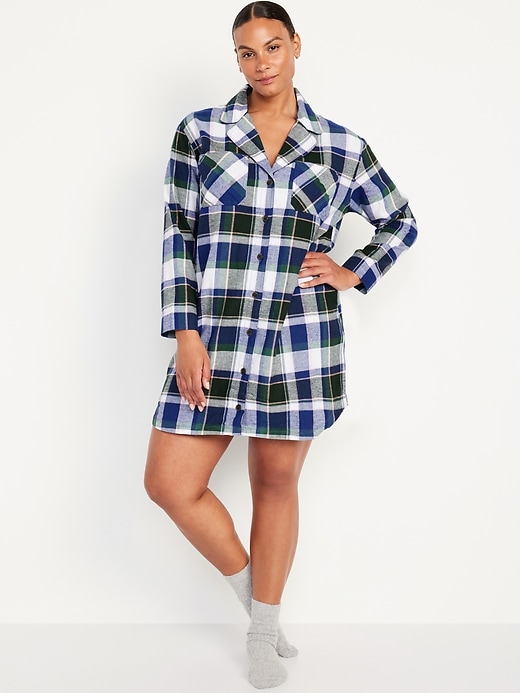 Image number 5 showing, Flannel Pajama Shirt Dress