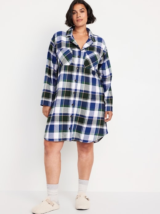 Image number 7 showing, Flannel Pajama Shirt Dress