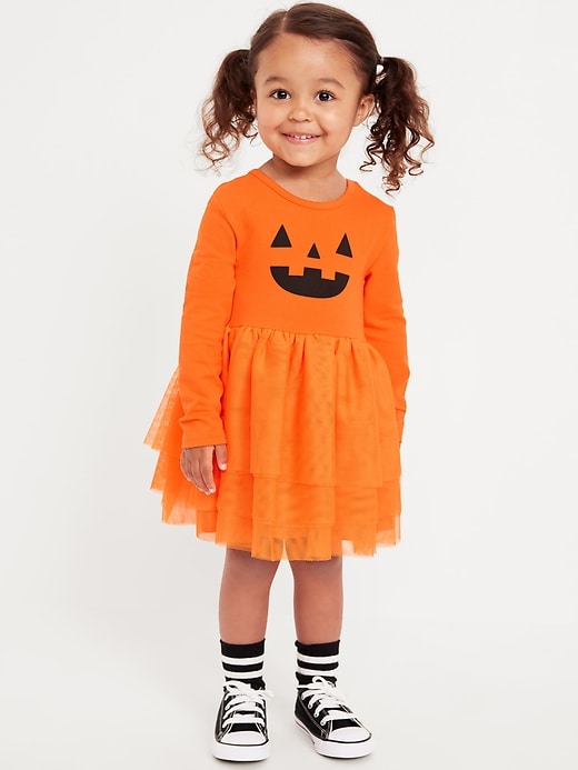 View large product image 1 of 2. Long-Sleeve Fit and Flare Graphic Tutu Dress for Toddler Girls