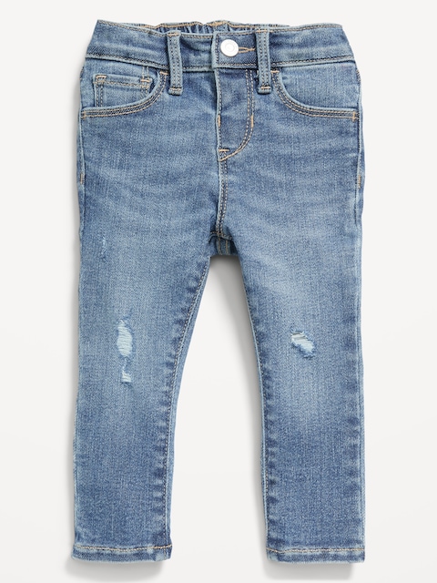 High-Waisted Rockstar 360° Stretch Frayed-Hem Jeggings for Toddler Girls - Dark/Medium Wash