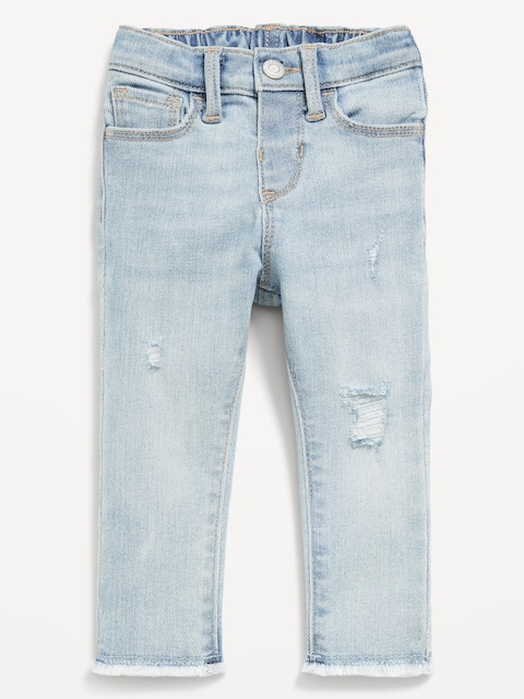 High-Waisted Rockstar 360° Stretch Frayed-Hem Jeggings for Toddler Girls - Light Wash