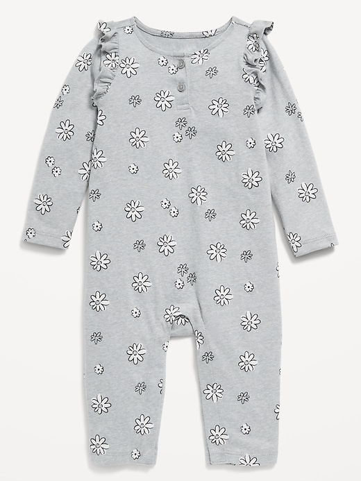 View large product image 1 of 1. Printed Ruffle-Trim Jumpsuit for Baby