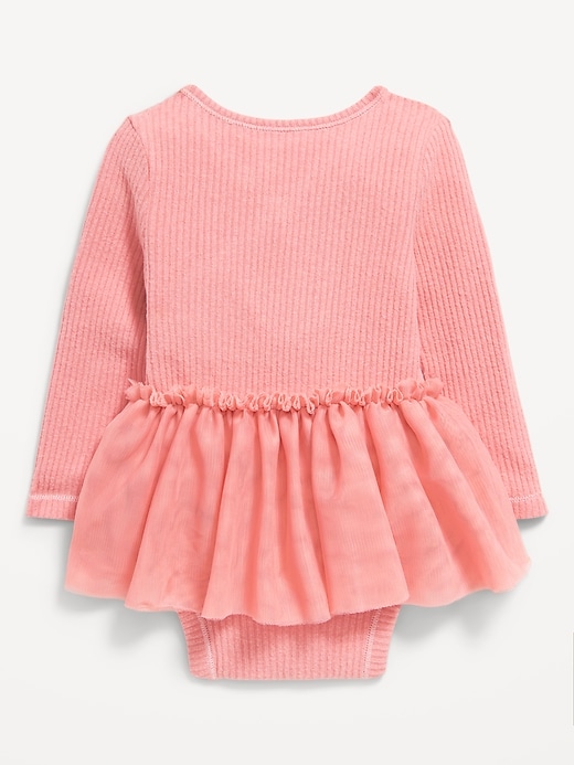 View large product image 2 of 3. Long-Sleeve Wrap-Front Ribbed Bodysuit Tutu Dress for Baby