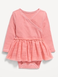 View large product image 3 of 3. Long-Sleeve Wrap-Front Ribbed Bodysuit Tutu Dress for Baby