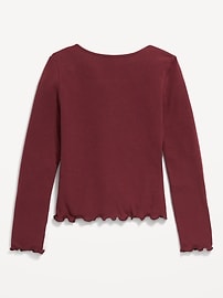 View large product image 3 of 4. Long-Sleeve Square-Neck Ribbon-Bow Top for Girls