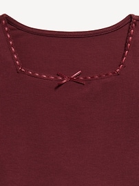 View large product image 4 of 4. Long-Sleeve Square-Neck Ribbon-Bow Top for Girls