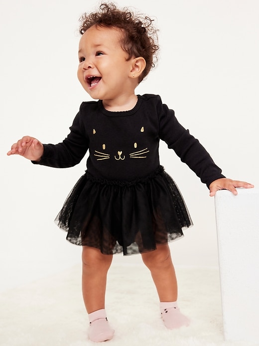 View large product image 1 of 2. Long-Sleeve Graphic Bodysuit Tutu Dress for Baby