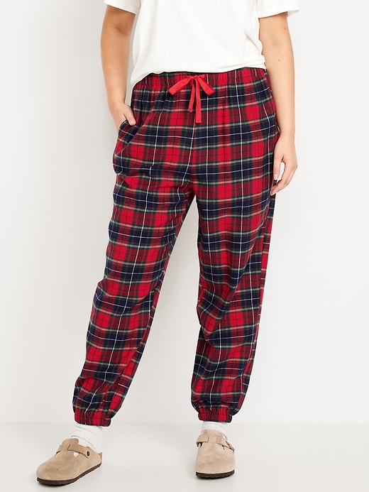 Image number 7 showing, High-Waisted Flannel Pajama Joggers for Women