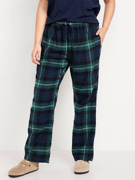 Image number 5 showing, Mid-Rise Flannel Pajama Pants for Women