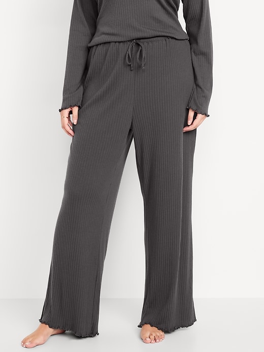 Image number 5 showing, High-Waisted Ribbed Pajama Pants