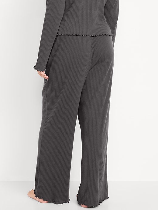 Image number 6 showing, High-Waisted Ribbed Pajama Pants