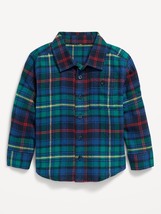 View large product image 1 of 1. Cozy Long-Sleeve Plaid Pocket Shirt for Toddler Boys