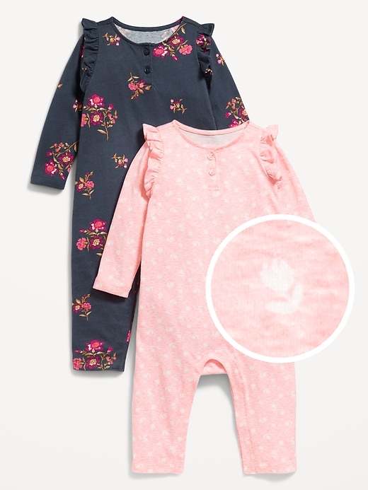 View large product image 1 of 2. Printed Ruffle-Trim Jumpsuit 2-Pack for Baby