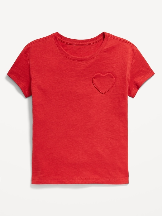 View large product image 1 of 1. Softest Short-Sleeve Heart-Pocket T-Shirt for Girls