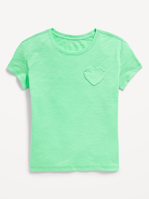 View large product image 1 of 1. Softest Short-Sleeve Heart-Pocket T-Shirt for Girls