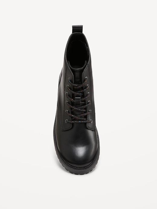 View large product image 2 of 4. Shiny Faux-Leather Side-Zip Combat Boots for Girls