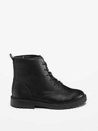 View large product image 3 of 4. Shiny Faux-Leather Side-Zip Combat Boots for Girls