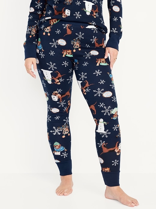 Image number 5 showing, High-Waisted Printed Waffle Pajama Leggings