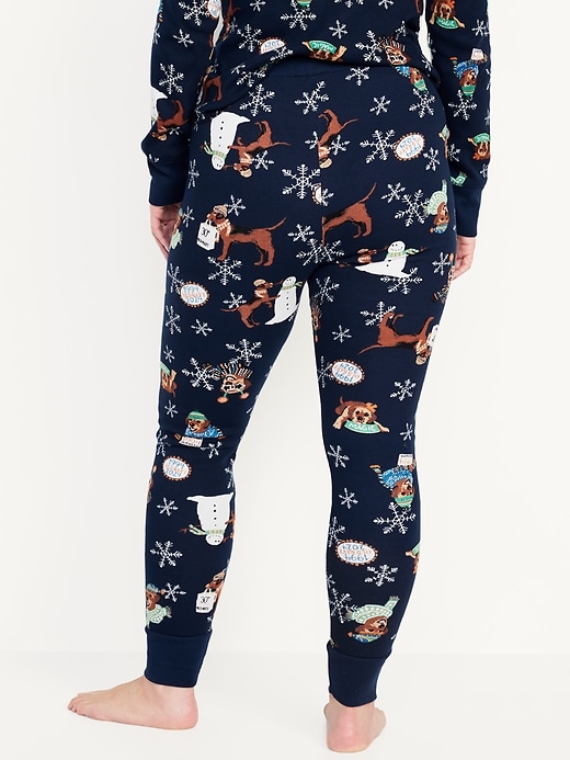 Image number 6 showing, High-Waisted Printed Waffle Pajama Leggings