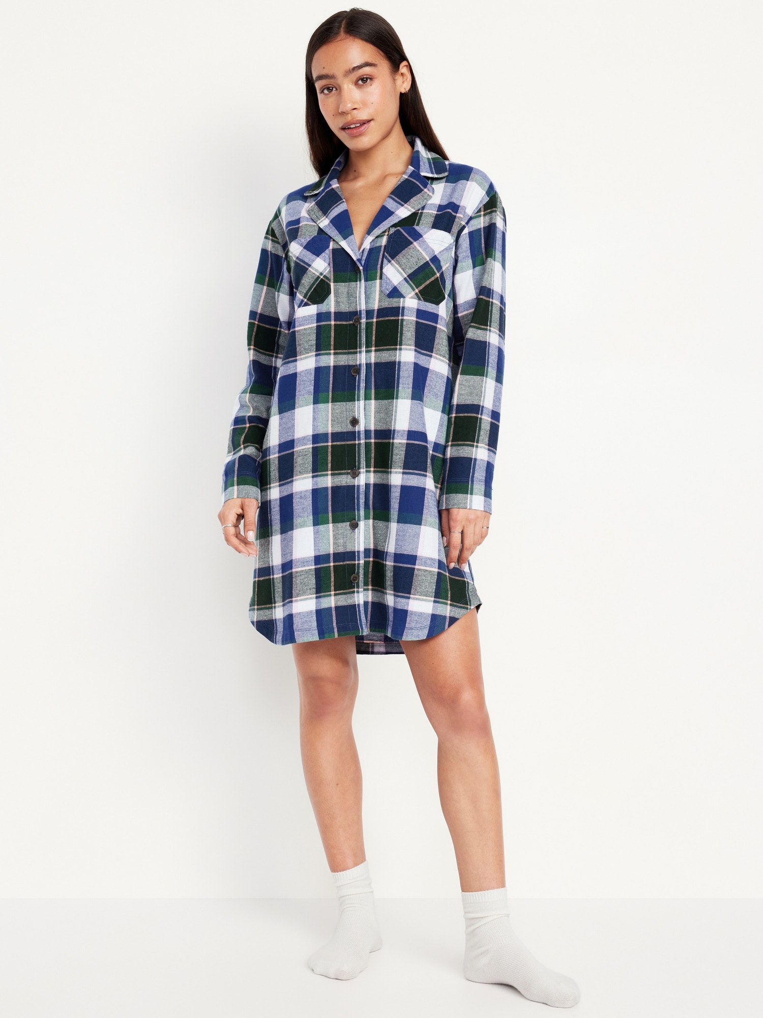 Flannel Pajama Shirt Dress