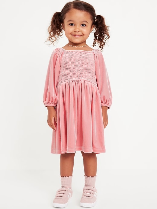 View large product image 1 of 3. Smocked Velvet Dress for Toddler Girls