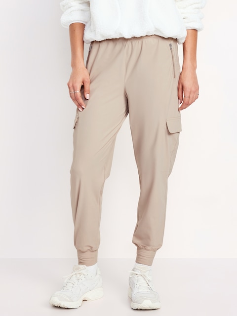 High-Waisted SleekTech Cargo Joggers - Savanna Grass