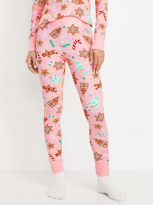 Image number 1 showing, High-Waisted Printed Waffle Pajama Leggings