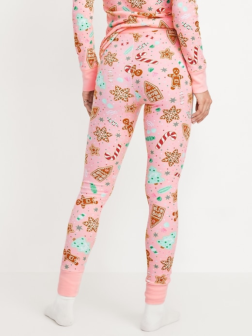 Image number 2 showing, High-Waisted Printed Waffle Pajama Leggings