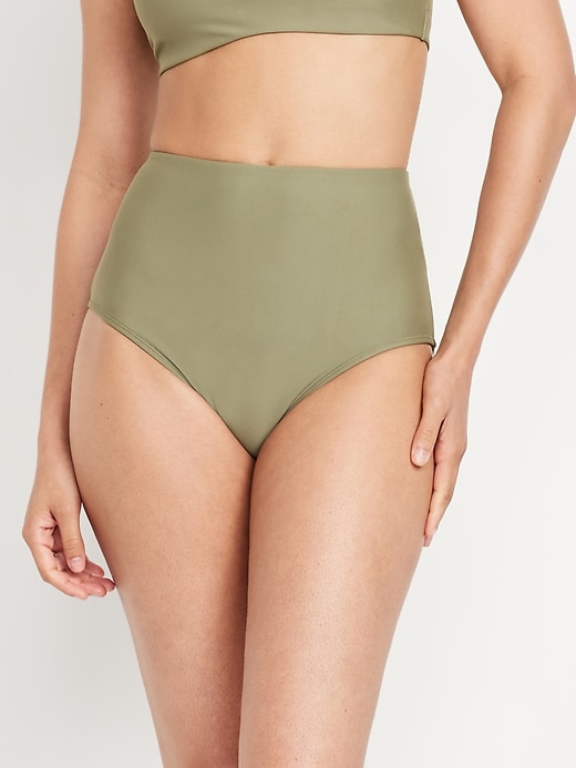 Image number 1 showing, High-Waisted French-Cut Bikini Swim Bottoms