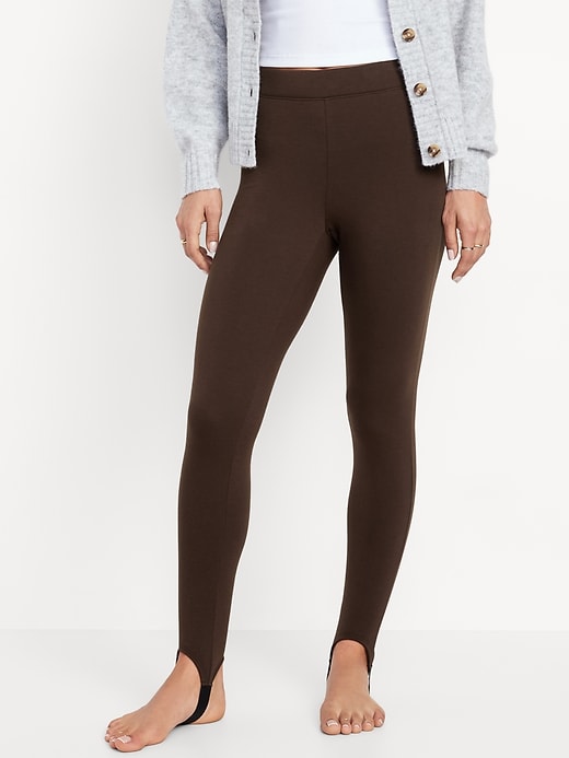 Image number 1 showing, High-Waisted Fleece-Lined Stirrup Leggings