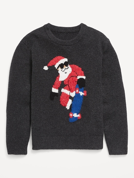 View large product image 2 of 3. SoSoft Crew-Neck Printed Sweater for Boys