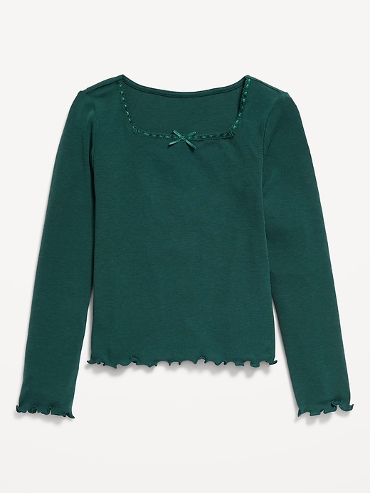 View large product image 2 of 4. Long-Sleeve Square-Neck Ribbon-Bow Top for Girls