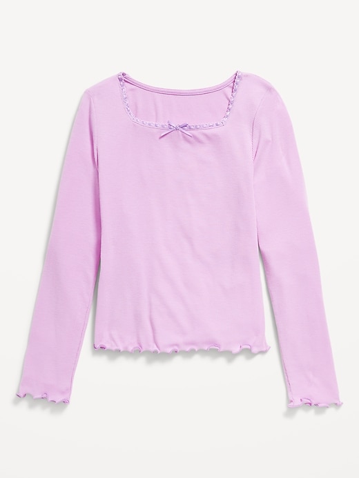 View large product image 2 of 4. Long-Sleeve Square-Neck Ribbon-Bow Top for Girls