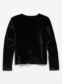 View large product image 3 of 4. Long-Sleeve Velvet Textured-Dots Top for Girls