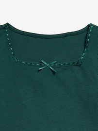 View large product image 4 of 4. Long-Sleeve Square-Neck Ribbon-Bow Top for Girls