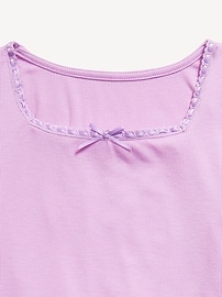 View large product image 4 of 4. Long-Sleeve Square-Neck Ribbon-Bow Top for Girls