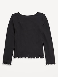 View large product image 3 of 4. Long-Sleeve Square-Neck Ribbon-Bow Top for Girls