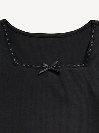 View large product image 4 of 4. Long-Sleeve Square-Neck Ribbon-Bow Top for Girls